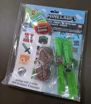 Minecraft Birthday Party Favor Pack 48 Piece Set Watches Stickers New Sealed 