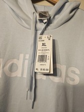 Adidas Womens Essentials Logo Fleece Pullover Hoodie Light Blue Size Medium