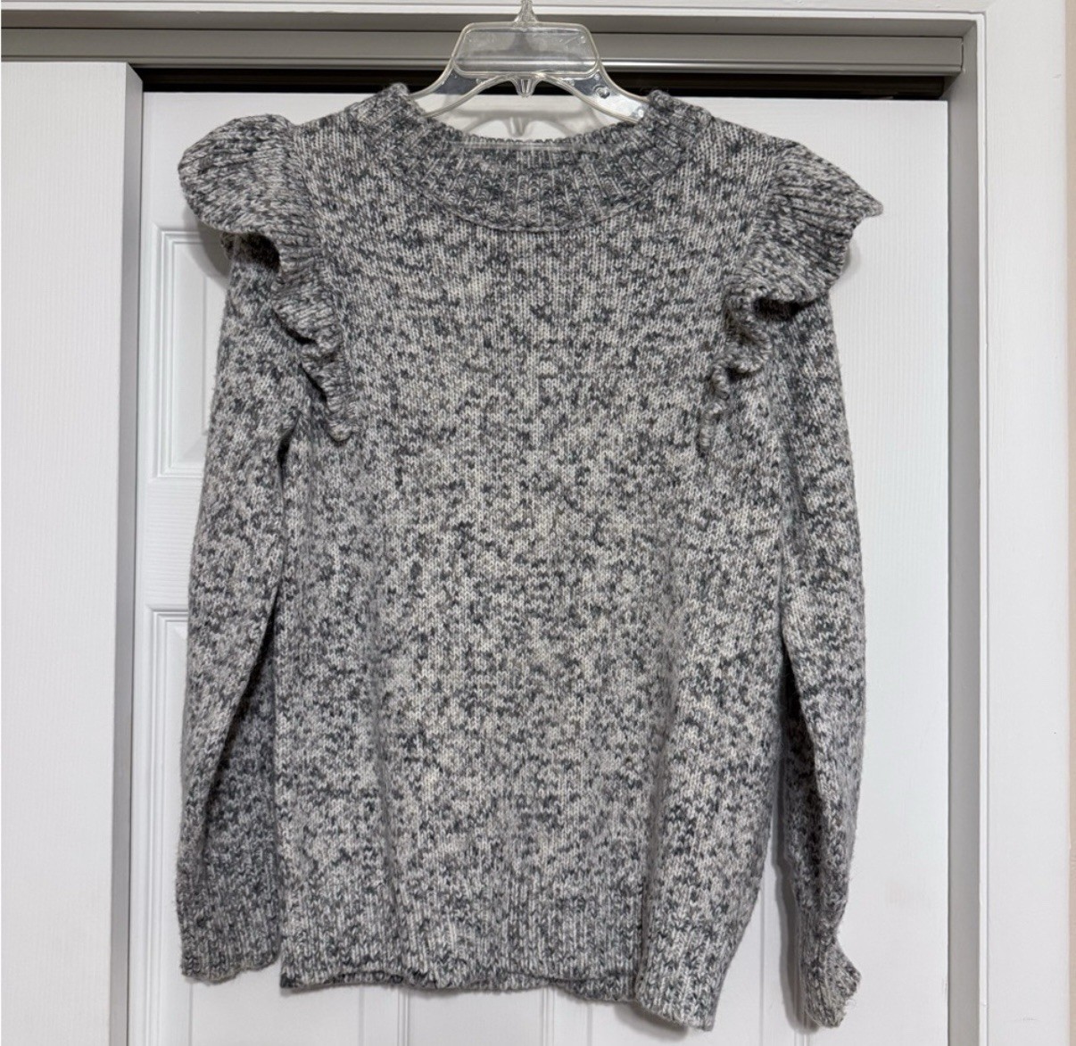 Universal Thread Marled Gray Sweater with Ruffle … - image 1