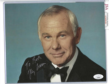 Johnny Carson Autographed 8x10 Color Photo TV Star Talk Show Host JSA COA