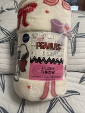 Peanuts Snoopy Valentine's Day Bows Hearts Plush Fleece Throw Blanket 5x6 ft NEW