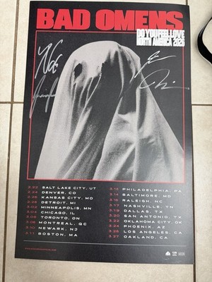 BAD OMENS 直筆サイン入りポスターとVIPラミネート BAD OMENS VIP MERCH SIGNED TOUR POSTER LANYARD ART PRINT DO YOU
