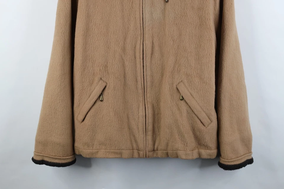 Chaqueta de Colección Años 90 Express Mujer Pequeña Forrada de Vellón Mezcla de Lana Mohair Beige Foto 3 de 4