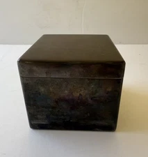 JAPANESE SILVER BOX - EBONY WOOD LINED - 950 SILVER