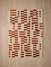 Handmade Wool Rug Hand Tufted Ivory Rust Abstract Geometric Modern Area Rug 8x10