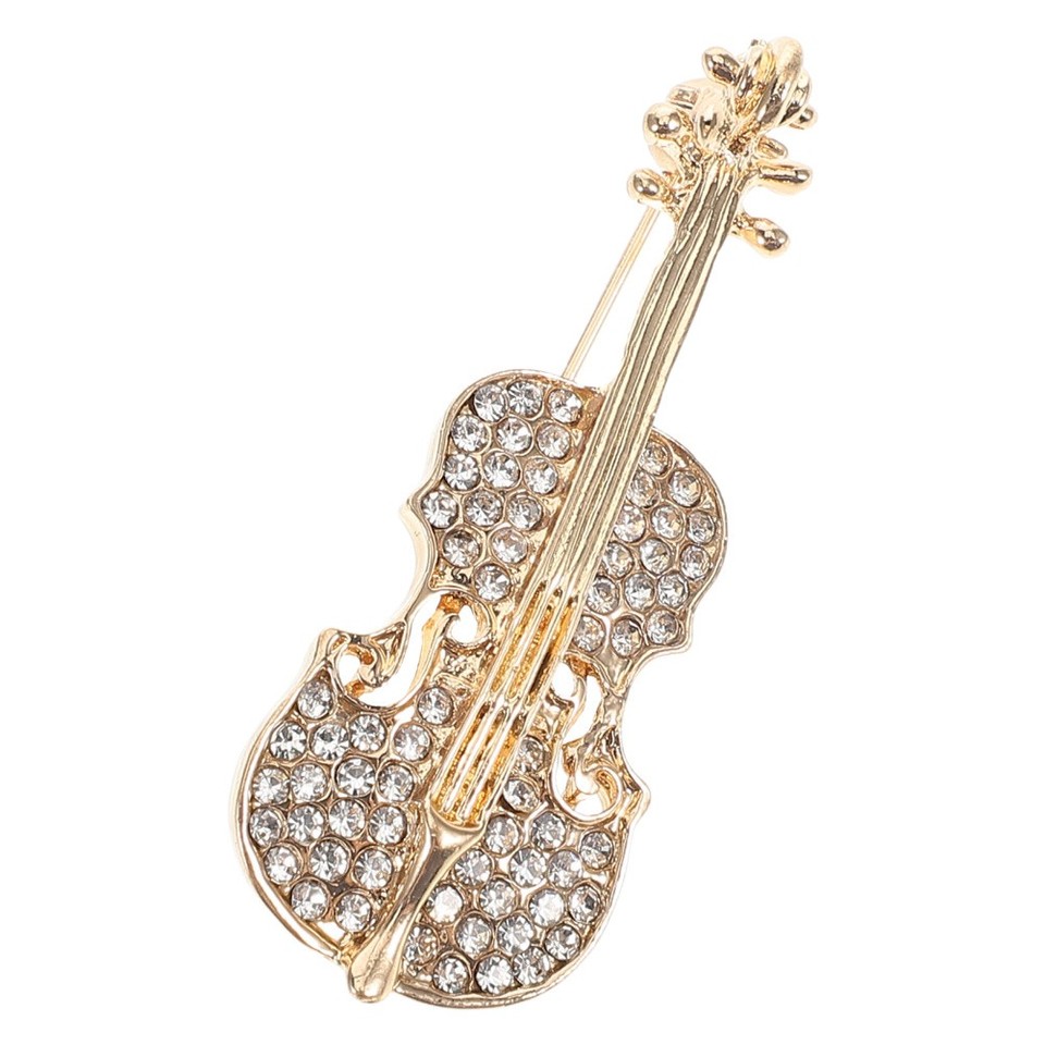 2 Broches Violon Émaillées – Dorées, Neuves Sans Emballage, Motif Violon