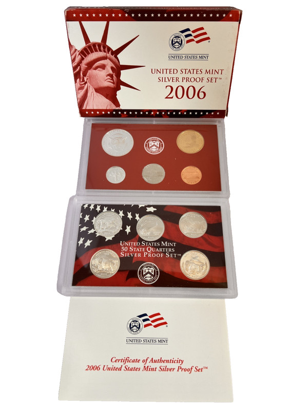 2006-S 90% Silver (1.85FV) US Mint Proof Set Box & COA (NOT toned)