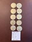 Lot Of Ten (10) 1966-1969  Kennedy Half Dollars 40 Percent Silver