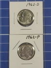 1962-P, 1962-D 10C Silver Roosevelt Dimes BU