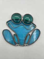 Stained Glass Leaded Window Suncatcher Frog Design, 4.25 Tall, 5 Width