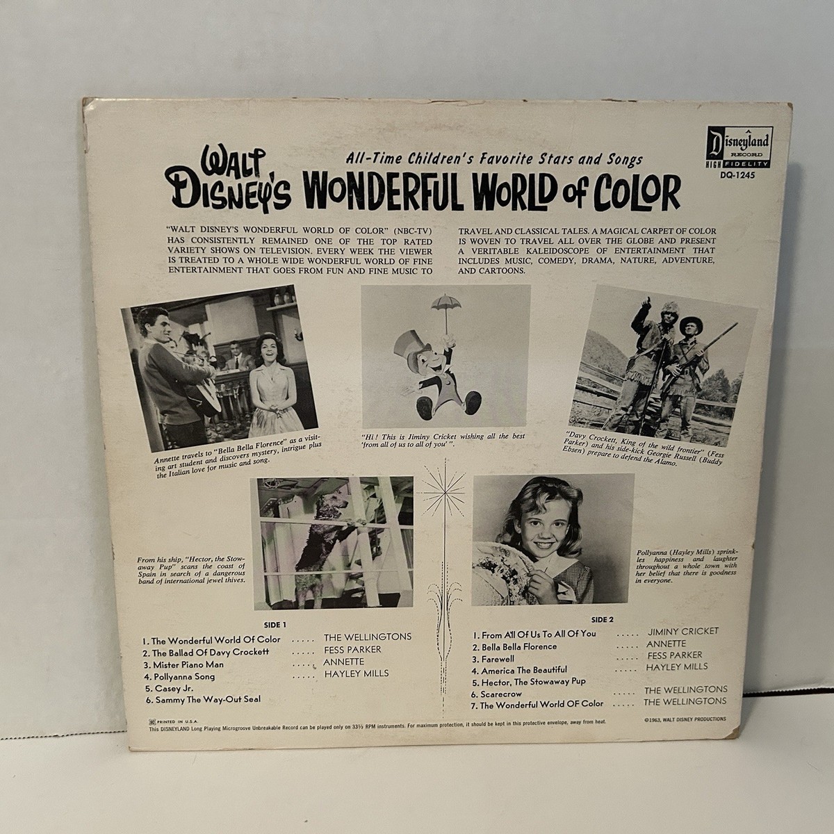 Walt Disney's Wonderful World of Color LP Album 1963 Disneyland