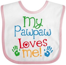 Inktastic My Pawpaw Loves Me Baby Bib Grandkids Grandchild Clothing Boys Girls