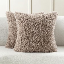 FUTEI Khaki Decorative Throw Pillow Covers 26x26 Inch Set of 2,Soft Fluffy Fa...