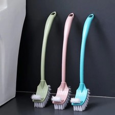 Multi-Function Double Head Soft Hair Plastic Curved Toilet Brush Long Handle