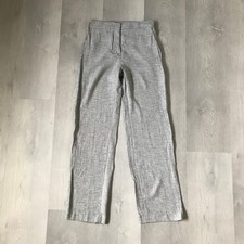 Zara Gray Trouser Pant Small Womens Crepe Texture Stretch Flat Front Office