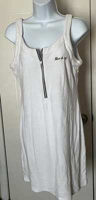  BLANC du NIL WHITE SLEEVELESS SWIM COVERUP ZIP FRONT RESORT DRESS T3 L