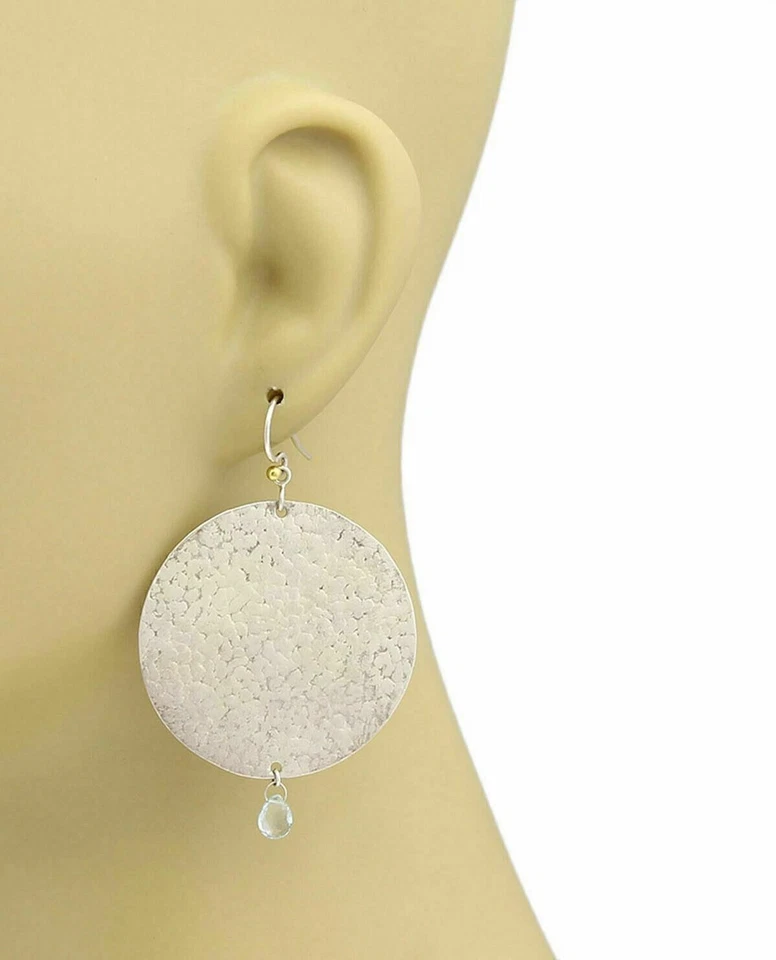 Pendientes colgantes Gurhan exuberantes de topacio azul de plata de ley disco en escamas grandes Foto 2 de 4