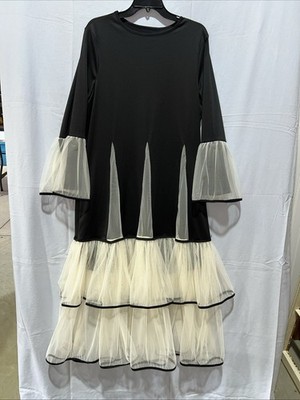 Vintage Black Dress with Frills & Layered Design, Gothic /Costume Fun Dress  D2