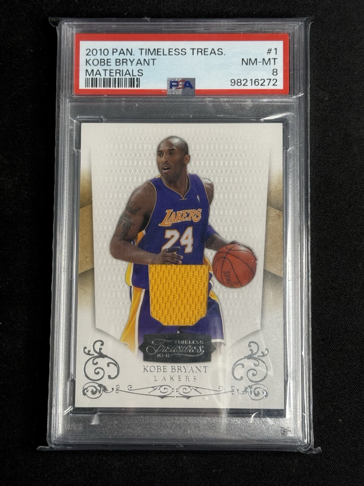 2010 Timeles Treasures Kobe Bryant GAME USED PATCH #19/99 PSA 8 (Jersey match)