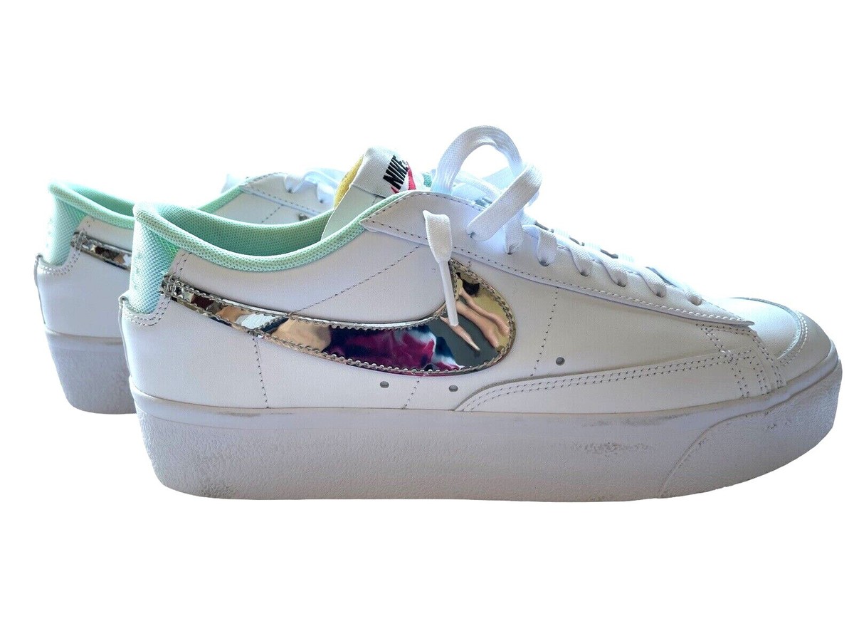 nike blazer white silver