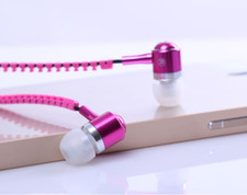 New Stereo Bass In-Ear Metal Zipper Earphone 3.5mm Wired with Microphone Headset