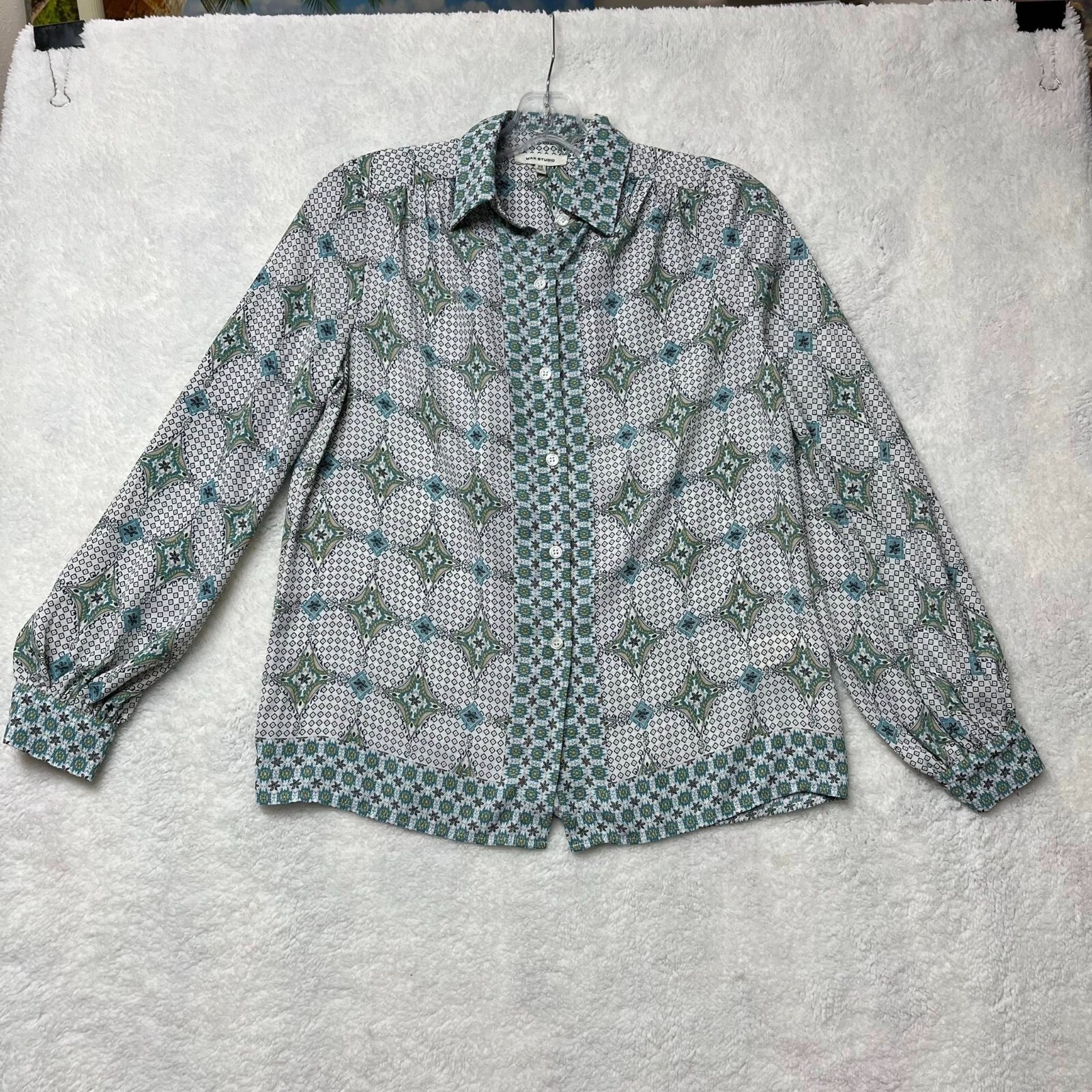 Max Studio Button Up Long Sleeve Blouse Women Siz… - image 1