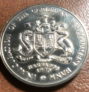elf Barbados 4 Dollars 1970 FAO Bananas  Proof in case