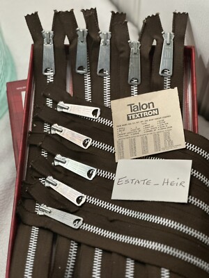 10 Vintage TALON USA BELL LONG-TAB ZIPPERS SEPARATING #5 Metal 21.5  NOS Brown