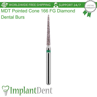 Dental MDT Pointed Cone FG Diamond Burs 166 Refining Detailed Surfaces