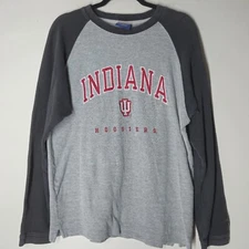 Indiana Hoosiers Shirt Medium Gray Thermal Waffle Long-Sleeve Basketball NCAA