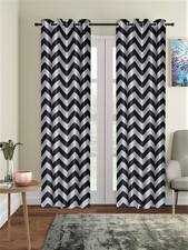 New 2 Piece Eyelet Long Door Curtain Set - 9 feet Black