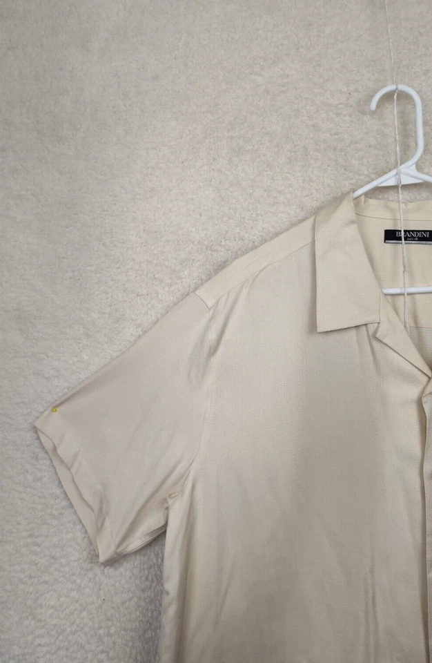 Camisa para hombre Brandini XXL Crema 100% seda Manga corta Abotonada Comodidad Casual Foto 2 de 4