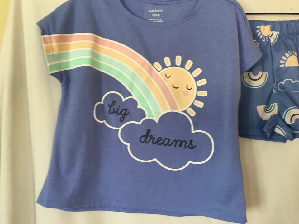 Novo Pijama Carter's Girls Rainbow Sun Poly Conjunto de 3 Peças "Dream Big" Você Escolhe - Imagem 2 de 4