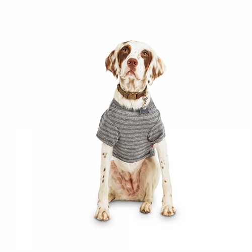 Reddy Grey Striped Jersey Crewneck Dog T-Shirt, Medium By: Reddy