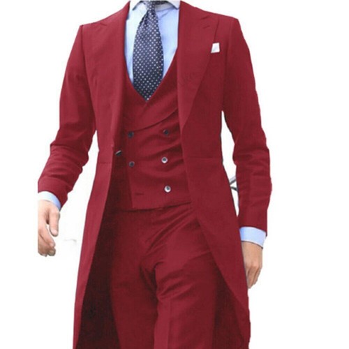 2023 New Long Coat Tuxedo P3 Piece Set (Jacket+Tank Top+Pants) Hot - Picture 3 of 28