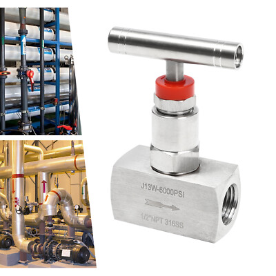 #ad 6000PSI 1 2quot; Precision Straight Needle Valve Stainless Steel High Pressure Valve $29.59