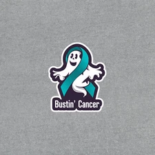Bustin' Cancer Teal Ribbon Ghost Sticker - Ovarian Cancer Awareness #4381