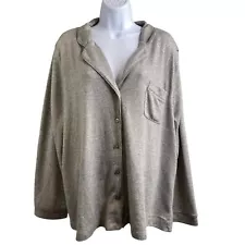 Haven Well Within Women's Gray Button Up Pajama Style Shirt Size XXL Soft Cozy