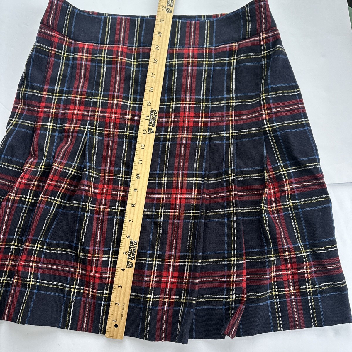 Jupe Brooks Brothers Tartan Rouge Madras Taille 8 - Coton, Longueur Genou, Occasion Très Bon état, Style A-line Chic !