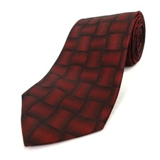 Apt 9 Luxury Narrow Tie Red Basket Weave Pattern Printed Silk Necktie 60" x 3.25