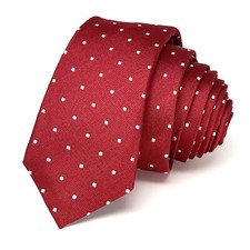 Skinny White Dots Red Silk Necktie Men Youth Birthday Father  s Day Gift Silk Tie