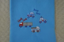 Tadpoles Blue Trucks Baby Boy Blanket Beep Beep Honk Honk Red Gray