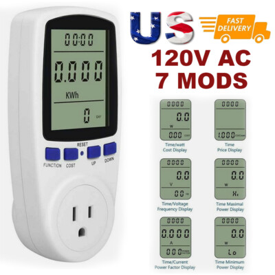 LCD Digital Power Meter Energy Monitor Power Watt Amps Volt Consumption Analyzer
