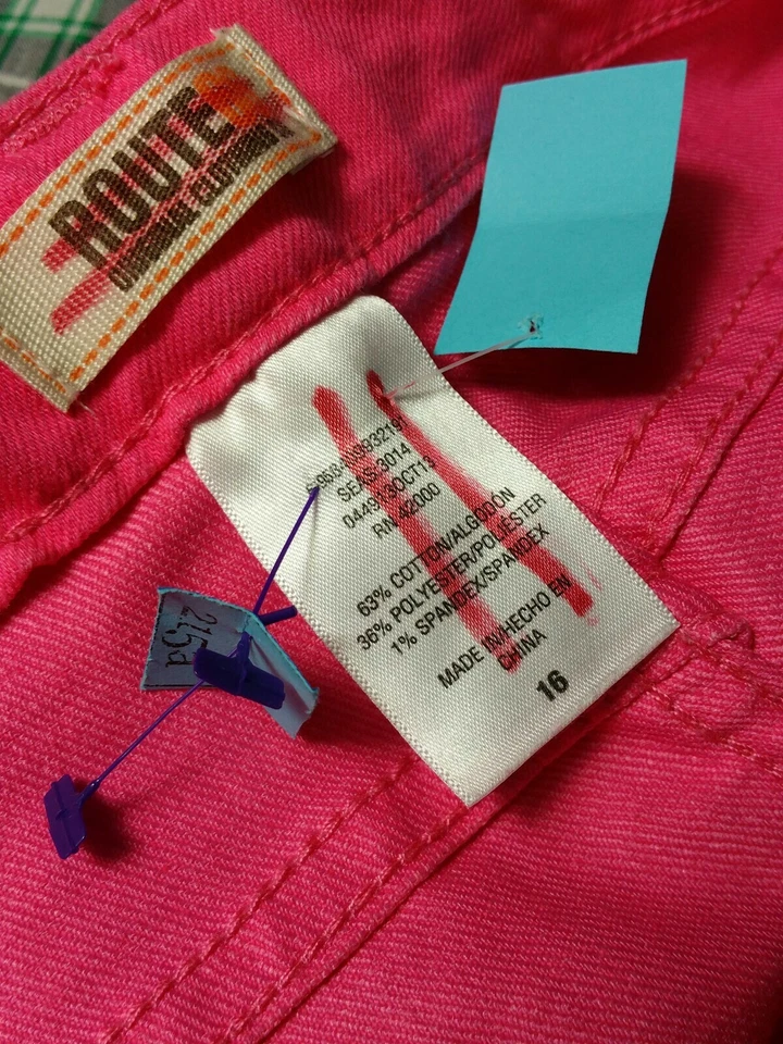 Capri Route 66 para niña nuevo sin etiquetas talla 16x22"L rosa adornado calce ajustado (#215a) Foto 3 de 4