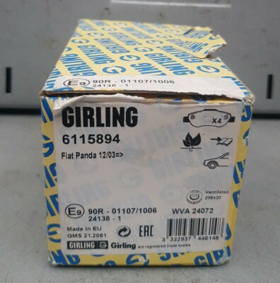 Girling 6115894 Front Brake Pads Fiat Panda 
