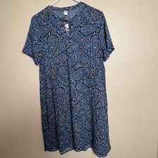 Old Navy NWT Women's Size Medium Smock Dress Midi Blue Paisley Pull Over Casual