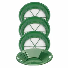  3pc CLASSIFIER SIFTING PAN SET FOR GOLD PAN PANNING & 14" Green Gold Pan