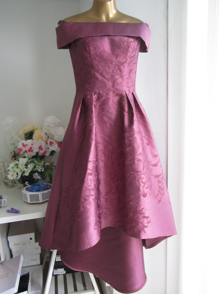 Chi Chi London Wine Burgundy Red Size Bardot Dip hem aso top Midi Maxi  Dress