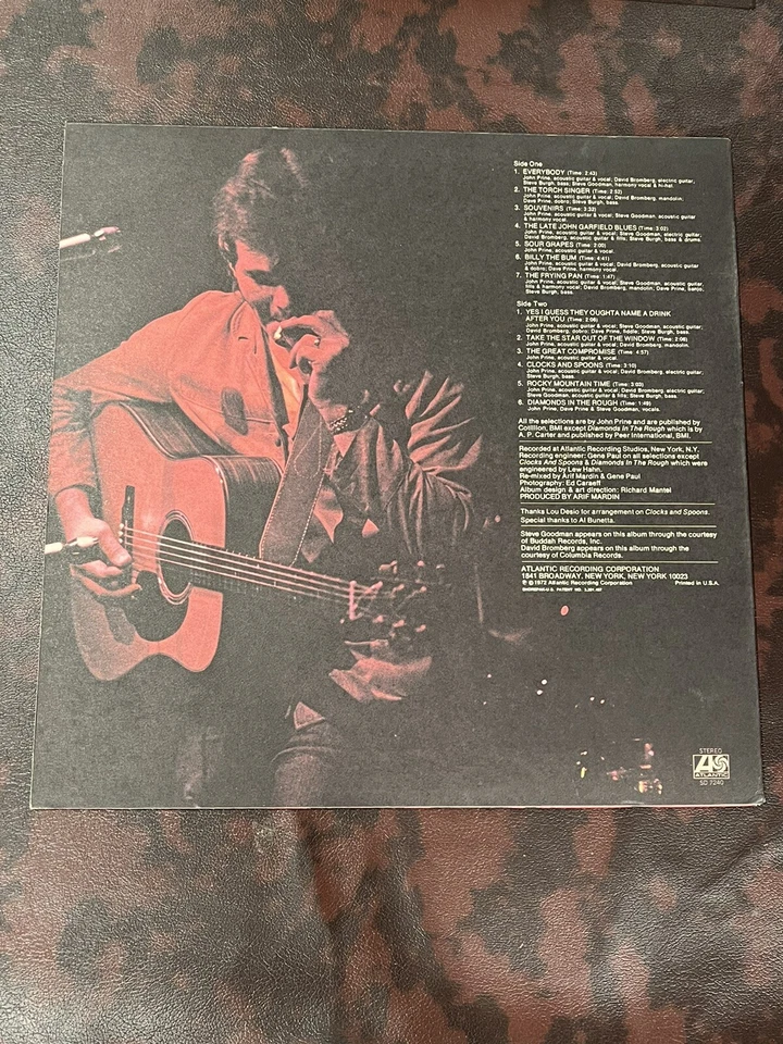John Prine Diamonds In The Rough Vinyl LP Atlantic Records SD-7240 1972 Dj Promo - Image 3 of 4