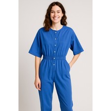 Diane Von Furstenberg DVF Jumpsuit Blue 100 Cotton Button Front Vintage 80s S